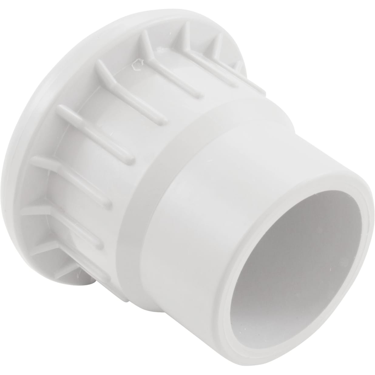 1-1/2" Socket x 2" Spigot White Fiberglass Wall Fitting and Flush Eyeball