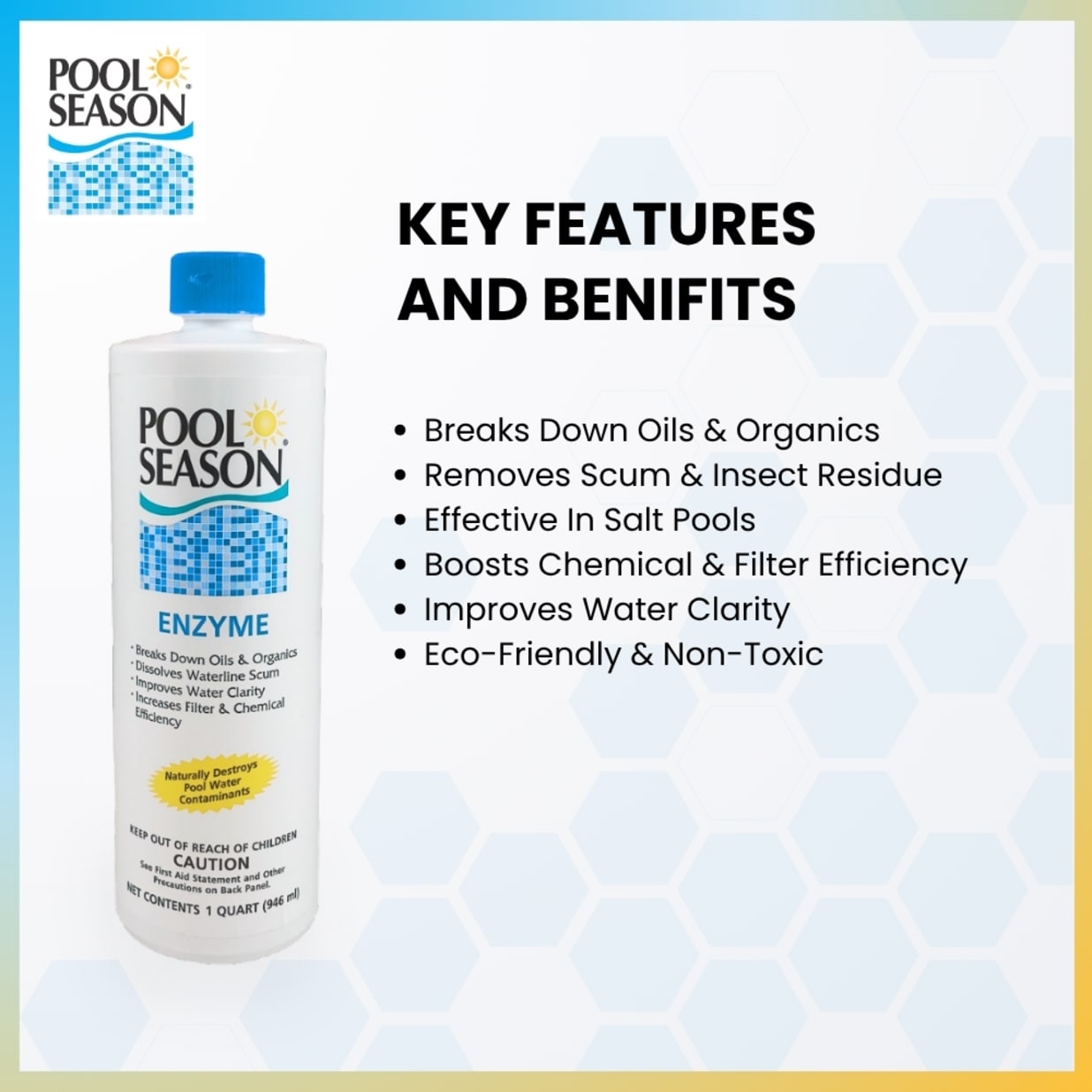 Enzyme – Pool Water Clarifier & Organic Waste Eliminator – Breaks Down Oils, Scum, and Insect Residue – Boosts Chemical Efficiency – 32 oz
