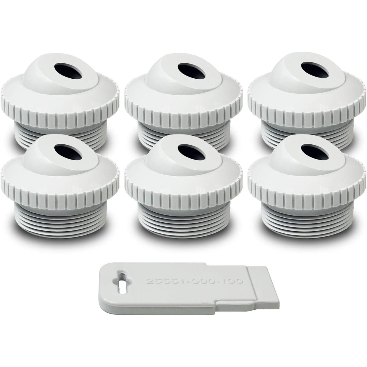 White 1/2" Directional Flow Eyeball Inlet Jet, Standard 1-1/2" Thread, Pack Of 6 Fittings With Installation Tool