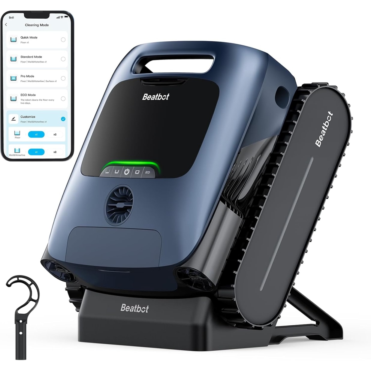 A100 Pro Cordless Robotic Pool Cleaner, Clarifies Water, Skims Water Surface, Surface Parking, Blue