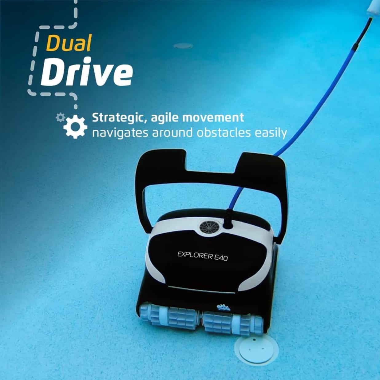 Dolphin Explorer E40 Robotic Pool Cleaner – Wi-Fi Enabled with Wall Climbing & Waterline Scrubbing for Inground Pools up to 50 Ft