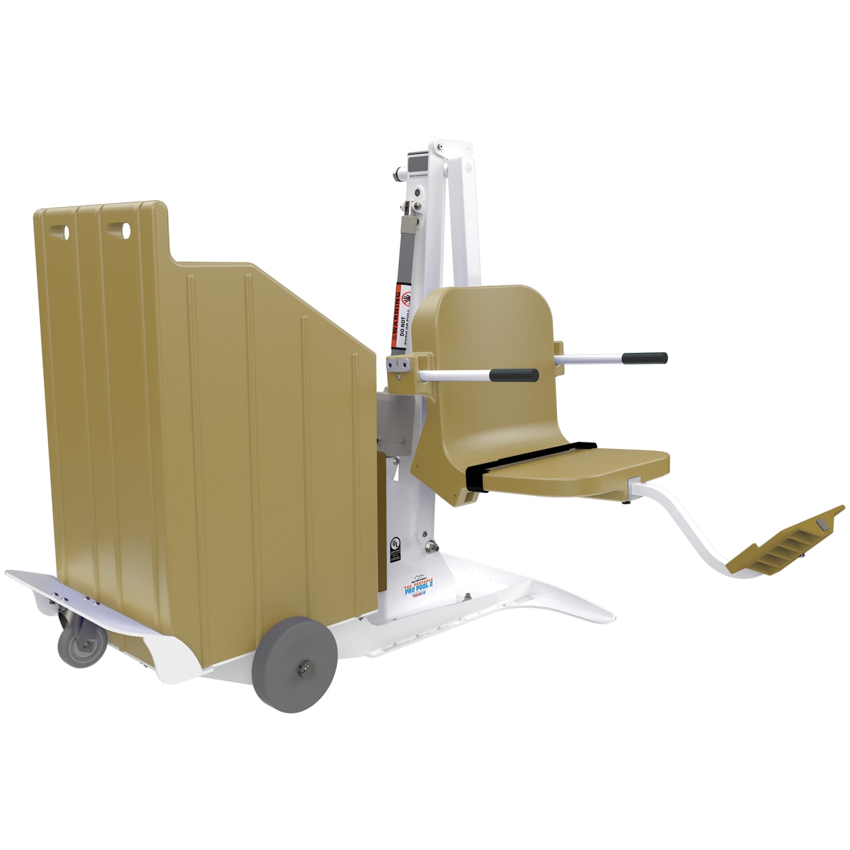 Portable White Pro Pool 2 Lift With Tan Concrete Weight, F-PPP2-T