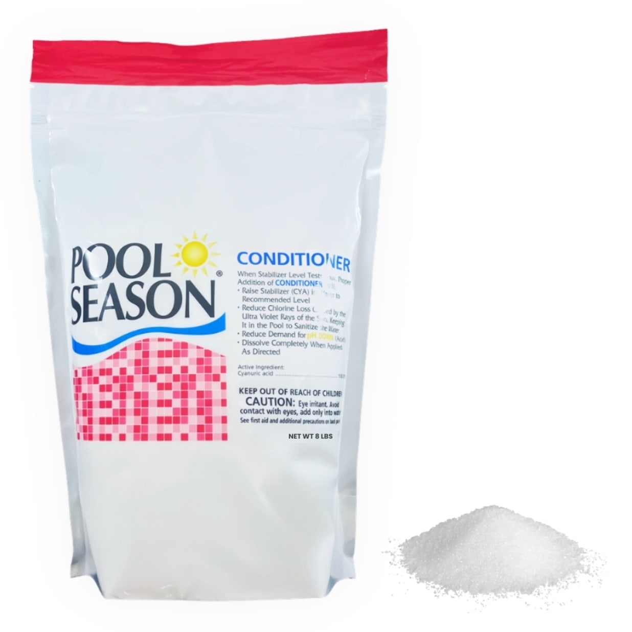 Pool Stabilizer & Conditioner – 8 lb Pouch | 100% Cyanuric Acid Chlorine Protection for Swimming Pools