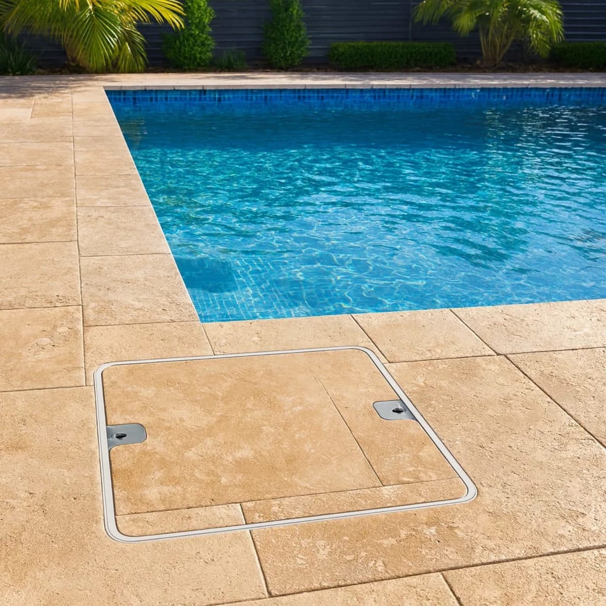 Light Grey Square Standard Skimmer Cover and Frame with 10" Fill-Lid