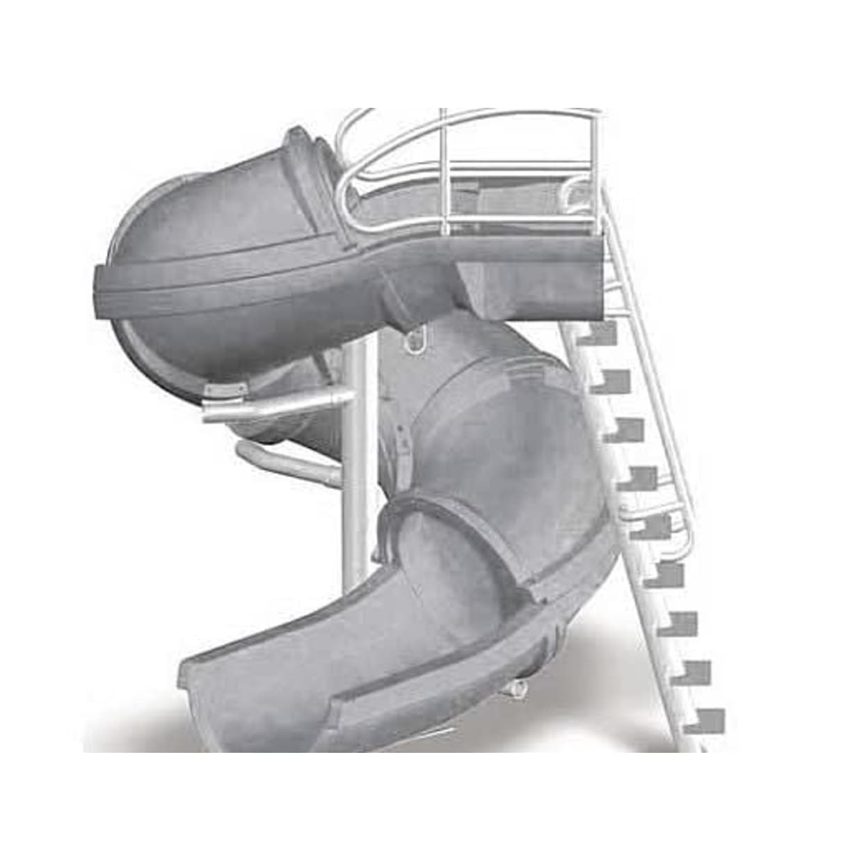 Vortex Pool Slide, Ladder & Open Flume, Gray Granite