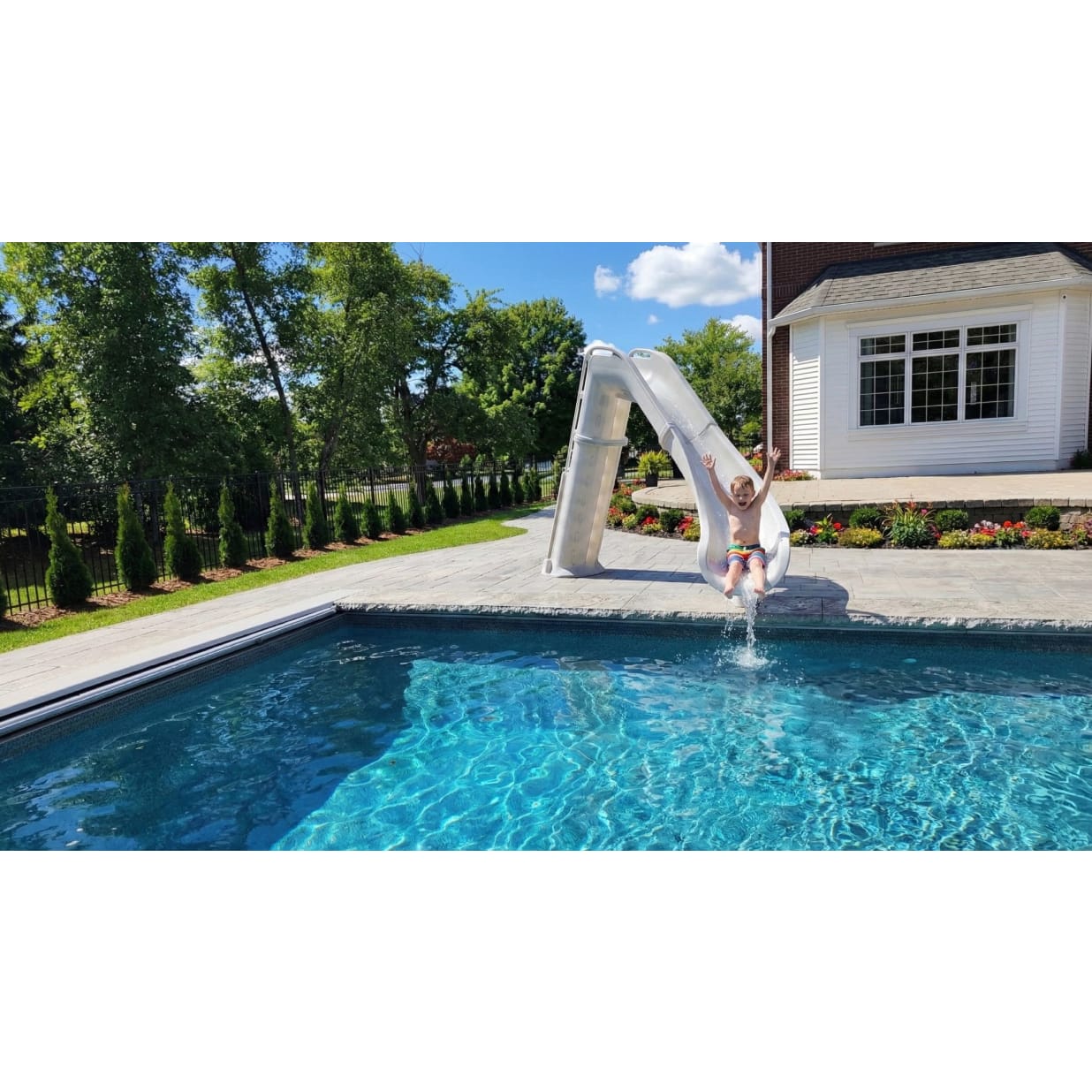 Bad Axe X7 Swimming Pool Slide, Left Turn, Blue Quartz
