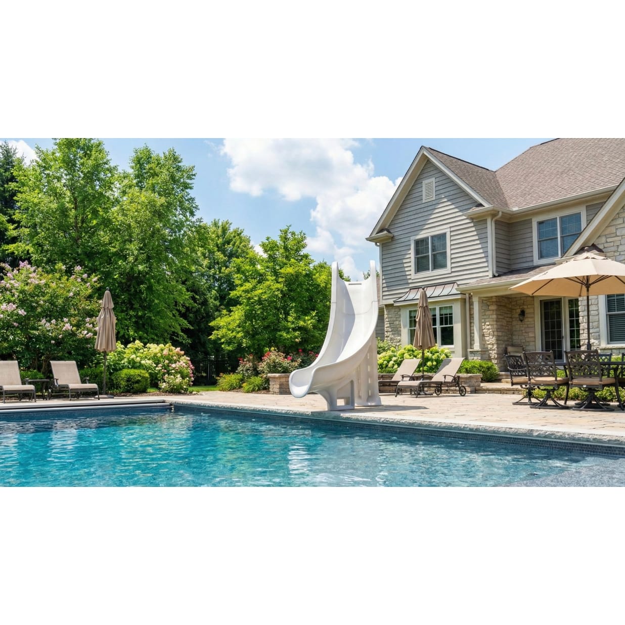 Bad Axe X7 Swimming Pool Slide, Left Turn, Blue Quartz