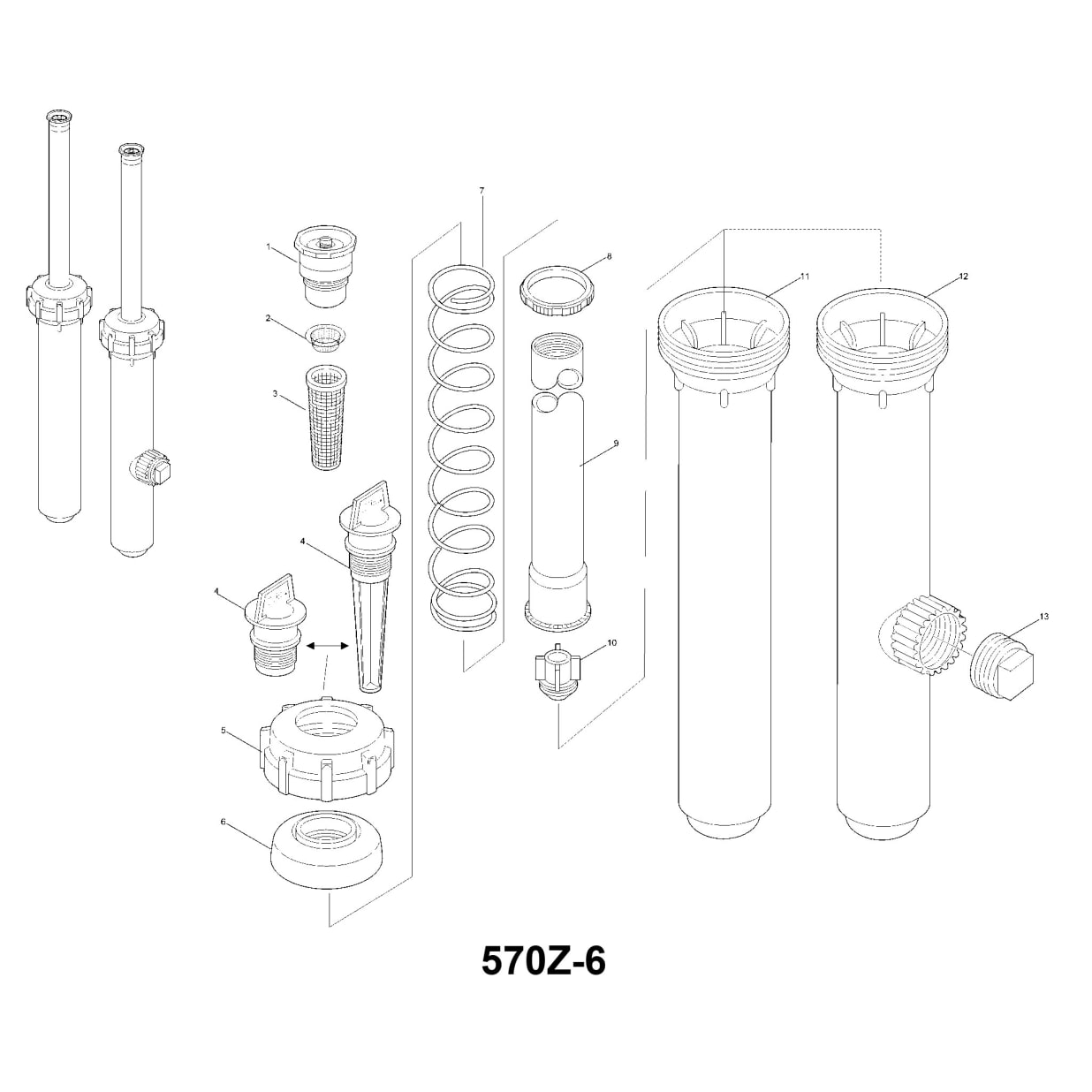 570Z Series 6" Pop-Up Pressure Regulated X-Flow Spray Head