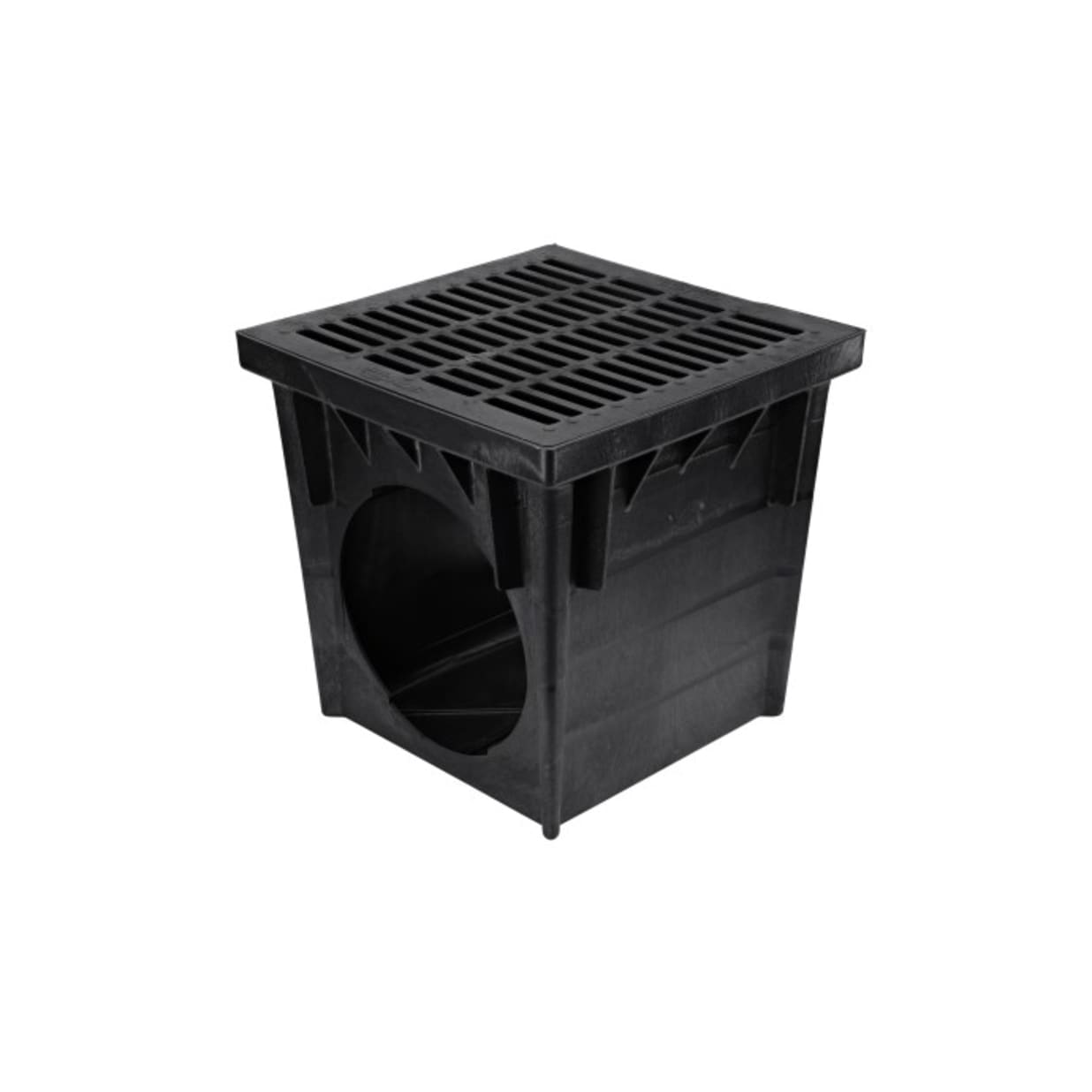 2400, 24" Black Square Catch Basin Drain With 2 Openings