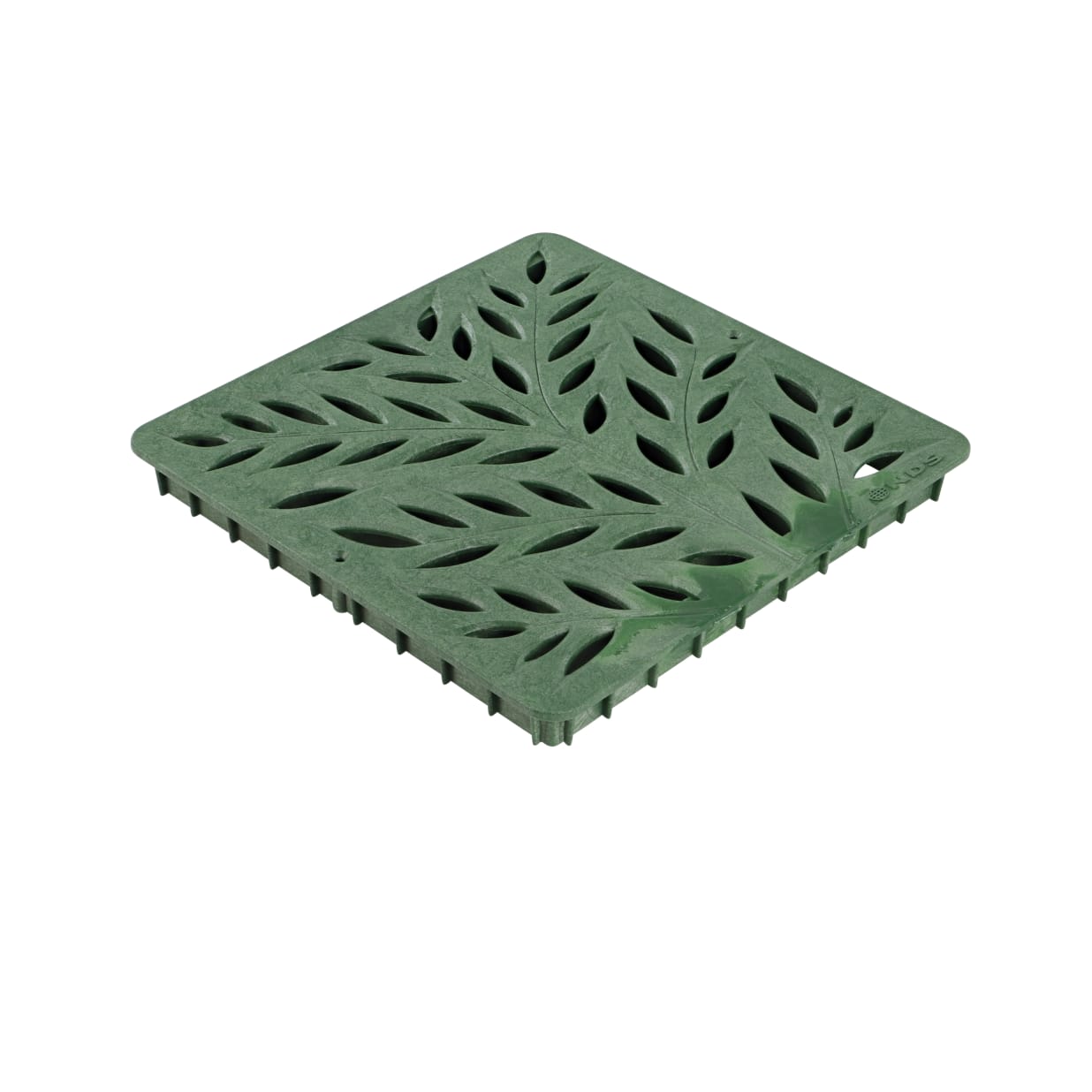 1218GR, 12" Green Plastic Decorative Botanical Design Square Catch Basin Drain Grate