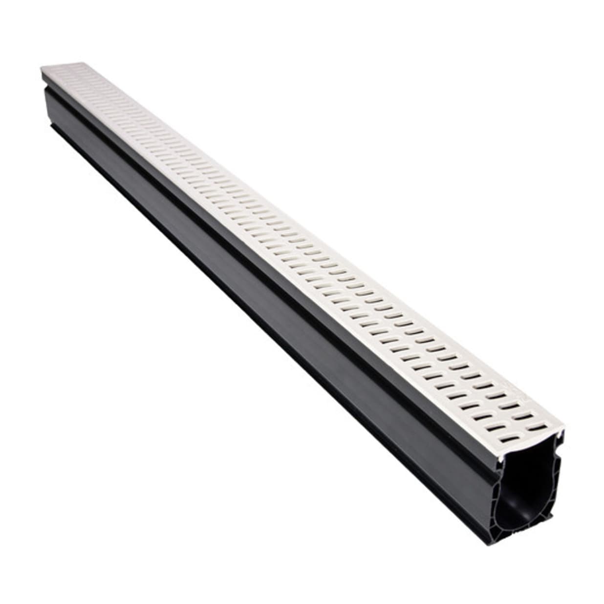 9' White Slim Channel Drain with Slotted Grates