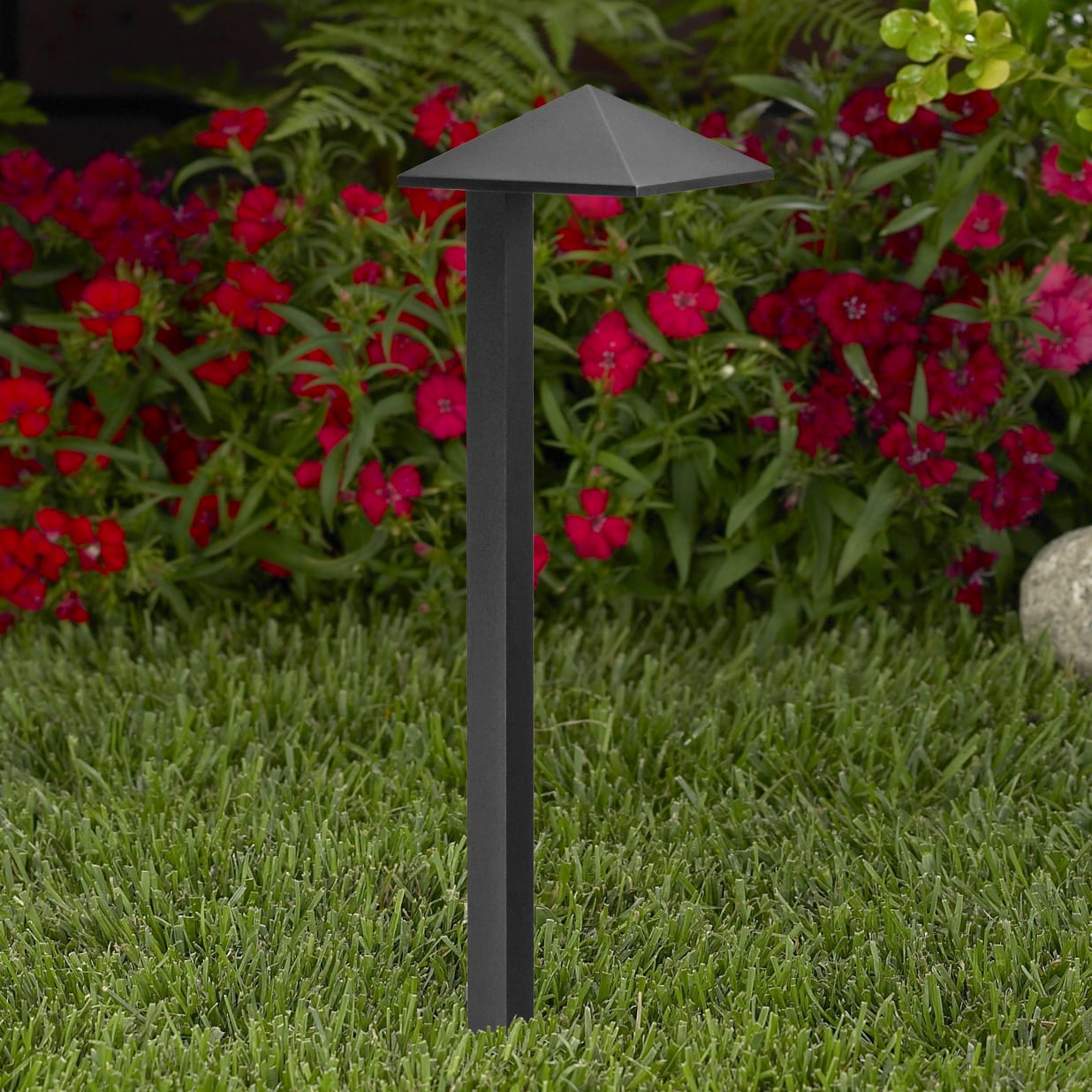Architectural Bronze Pyramid Path Light with Warm T3 LED Lamp 2.5W