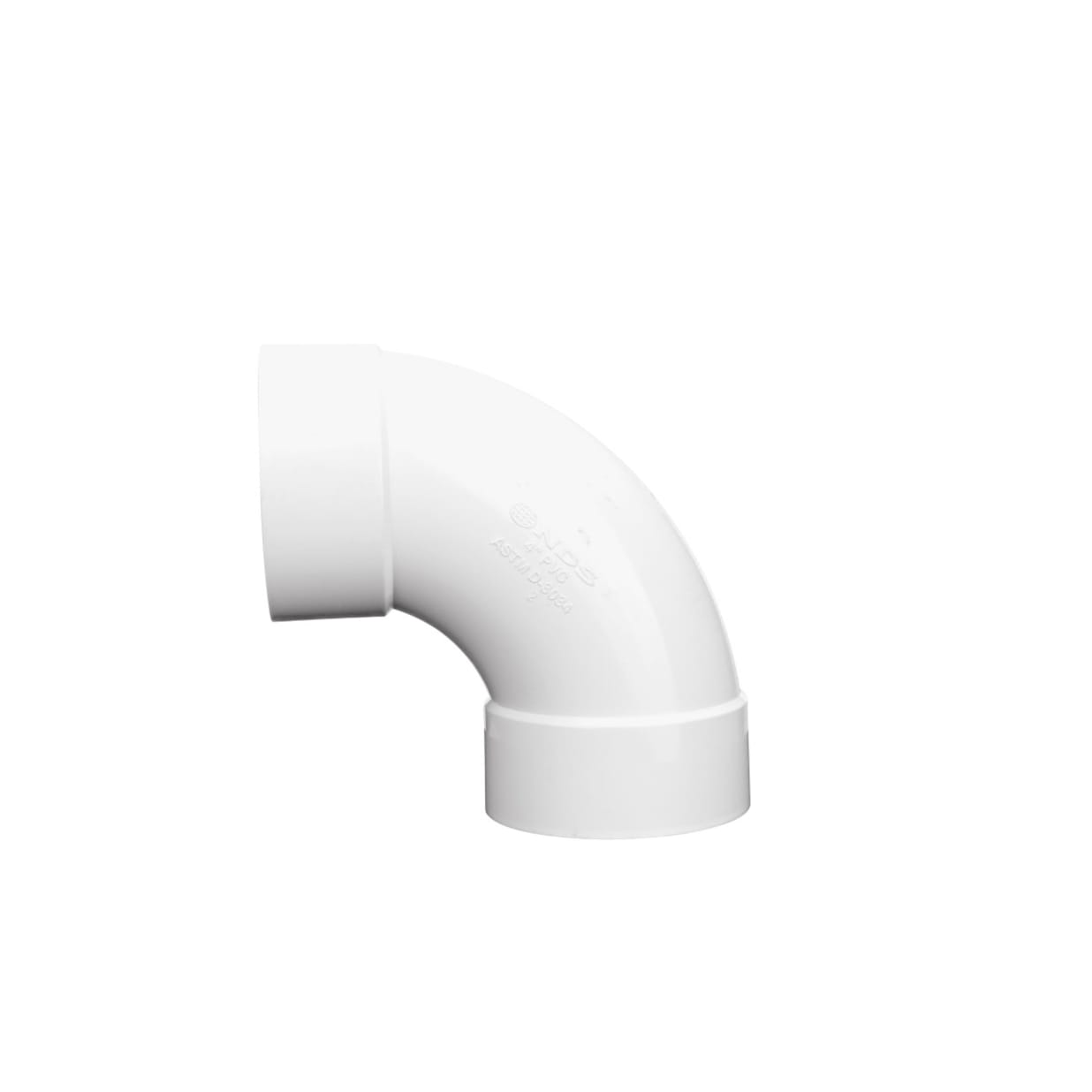4" White Hub x Hub PVC S&D 90 Degree Long-Turn Elbow