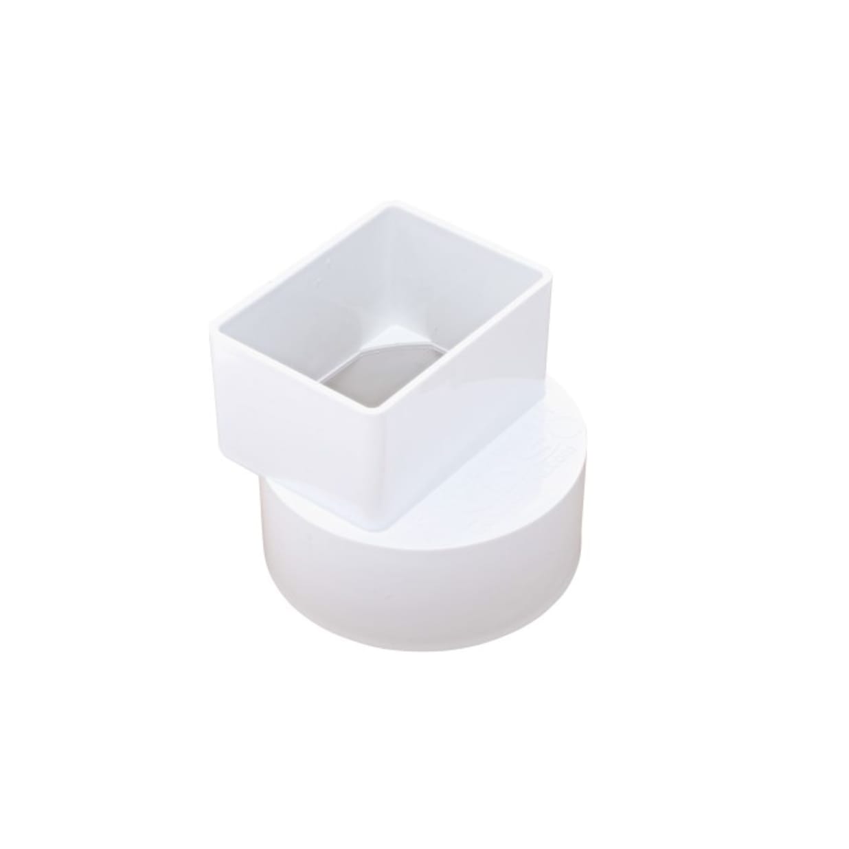 2" x 3" x 4" White S&D Hub PVC Offset Downspout Adapter