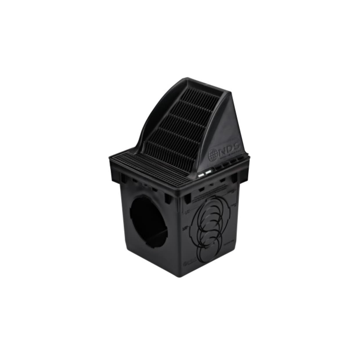 12" Black Plastic Square Downspout Defender Catch Basin Drain Grate