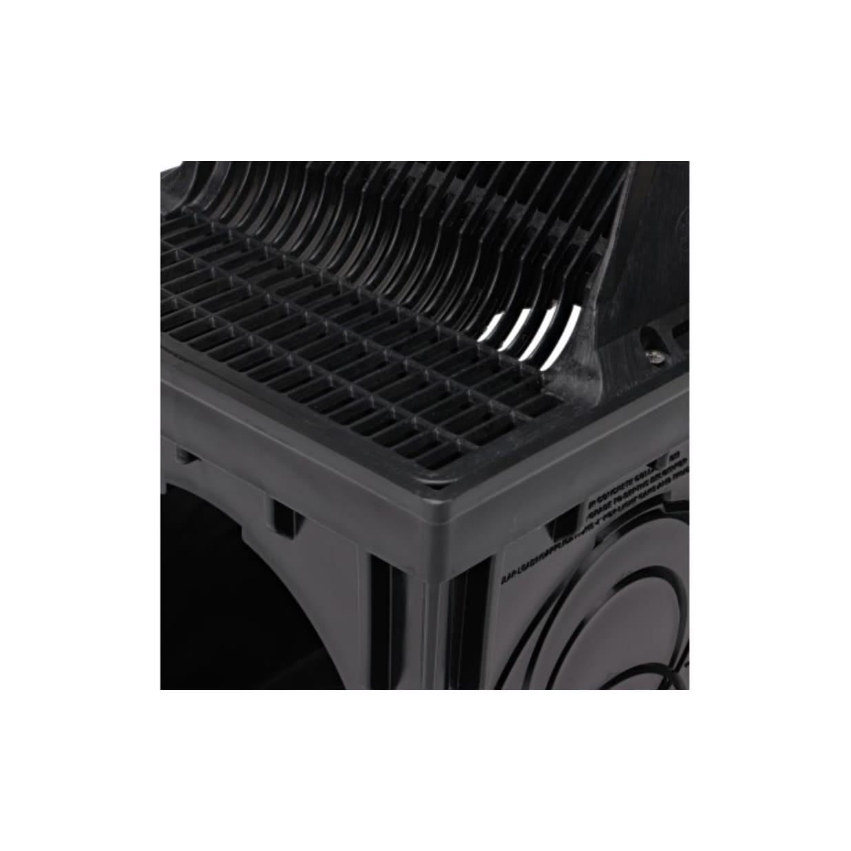 900DSG, 9" Black Plastic Square Downspout Defender Catch Basin Drain Grate