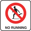 NO RUNNING 6x6 Stick-On, with Image, Vinyl