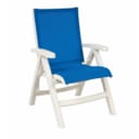 Belize Midback Folding Sling Chair Royal Blue on White Frame