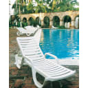 Bahia Stacking Chaise Lounge Chair, White (Pack of 6)