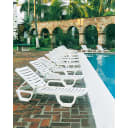 Bahia Stacking Chaise Lounge Chair, White (Pack of 6)