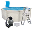 18' Round Essex Above Ground Pool Package, 52" Wall, Blue Overlap Liner, 16" Sand Filter System, 3/4 HP Pump, A-Frame Ladder, and Skimmer - Complete Package