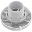 White Fiberglass Hi-Flo Suction Fitting Complete with 6" Cover/Wall Fitting/Nut