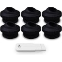 Black 1" Directional Flow Eyeball Inlet Jet Kit, Standard 1-1/2" Thread, Pack of 6 Fittings with Installation Tool
