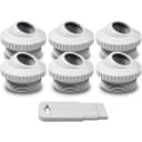 White 1" Eyeball Jets, 1-1/2" Thread, Fitting 6 Pack with Installation Tool