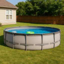 Soft Sided Frame Pool Durable and Spacious Above Ground Pool Package with Highend Pump and Filter Equipment Set, Heavy-Duty 30 Mil Liner (18' Round), Gray