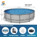 Soft Sided Frame Pool Durable and Spacious Above Ground Pool Package with Highend Pump and Filter Equipment Set, Heavy-Duty 30 Mil Liner (18' Round), Gray