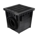 2400BLKIT, 24" Black Square Catch Basin Drain Kit With Black Plastic Grate