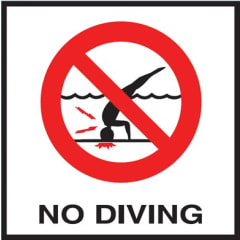 NO DIVING 6x6 Tile with Image, Smooth (Waterline)