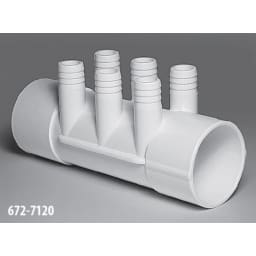 Manifold 2"SLIP x 2"SLIP x with Six 3/4" Barb Fittings