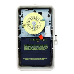 24-Hour 120V Mechanical Time Switch, SPST, Pool Heater Protection, Type 3R Plastic Enclosure