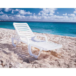 Bahia Stacking Chaise Lounge Chair, White (Pack of 6)