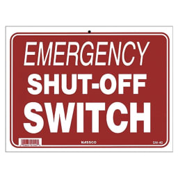 Emergency Shut-Off Switch Pool Sign, 9"x12"