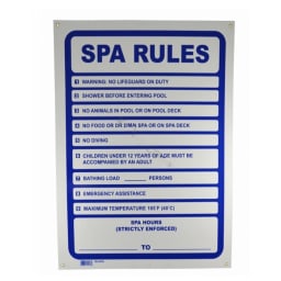Spa Rules Sign, 18"x24"