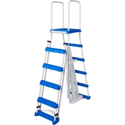 Aboveground Pool Entry Ladder with Safety Barrier