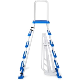 Aboveground Pool Entry Ladder with Safety Barrier