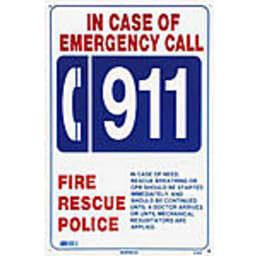 12" x 18" In Case of Emergency Call 911 Sign