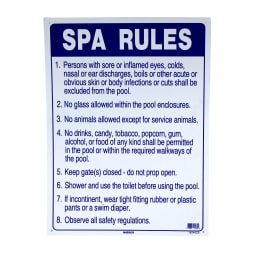 18" x 24" Spa Rules Safety Sign