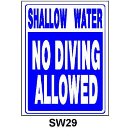 18" x 24" Shallow Water No Diving Allowed Sign