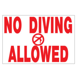 12"x18" No Diving Allowed Sign, TX Approved