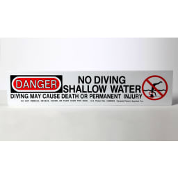 16-3/4" x 3-1/2", No Diving Safety Sign with Holder