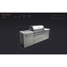 44" 6-Burner 115,000 BTW Stainless Steel Gas Outdoor Kitchen Grill with Infrared Side & Rear Burners, Granite Countertops, Storage Cabinets and Drawers