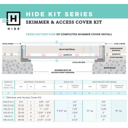 12" Hide Pool Deck Skimmer Lid Kit, 1-3/8" - 1-5/8" Material Depth (4 cm)