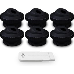 Black 1/2" Directional Flow Eyeball Inlet Jet Kit, Standard 1-1/2" Thread, Pack of 6 Fittings with Installation Tool