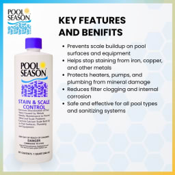 Stain & Scale Control – Prevents Mineral Stains, Scale Buildup, and Corrosion – Protects Pool Surfaces, Heaters, and Filters – 1 Quart