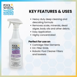 Filter Cleaner Spray N' Rinse – 1 Quart | Revives Old Pool Filters, Removes Dirt, Grime & Oils | Easy Spray-On Formula for Cartridge & DE Filters – No Soaking Required