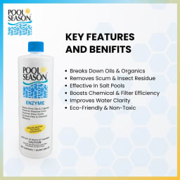 Enzyme – Pool Water Clarifier & Organic Waste Eliminator – Breaks Down Oils, Scum, and Insect Residue – Boosts Chemical Efficiency – 32 oz